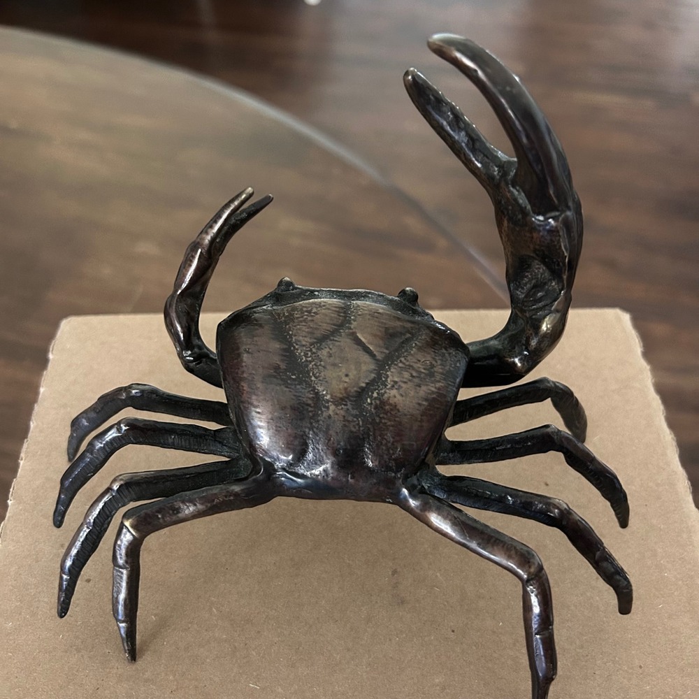 Vintage Bronze Crab Sculpture Paperweight Figurine